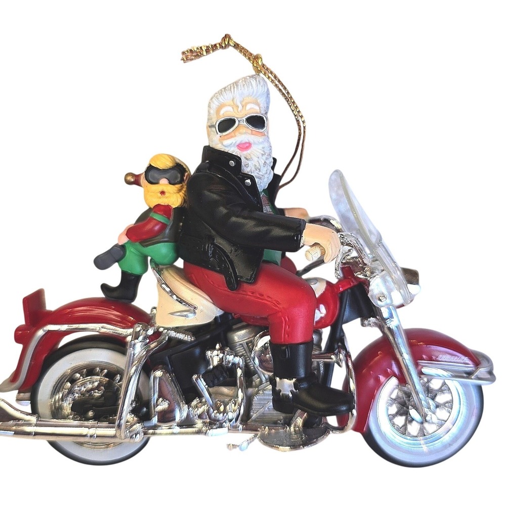 VINTAGE 2000 HARLEY DAVIDSON RIDIN COOL SANTA HOLIDAY CHRISTMAS ORNAMENT #GA0908